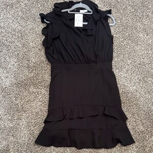 Chic Black Ruffled Mini Dress